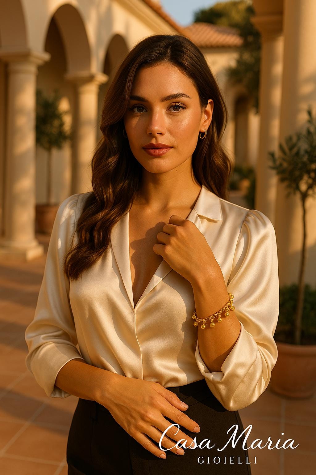 Bracciale Campanella Charm Bracelet - 24k Hollow Yellow Gold  -Casa Maria Gioielli