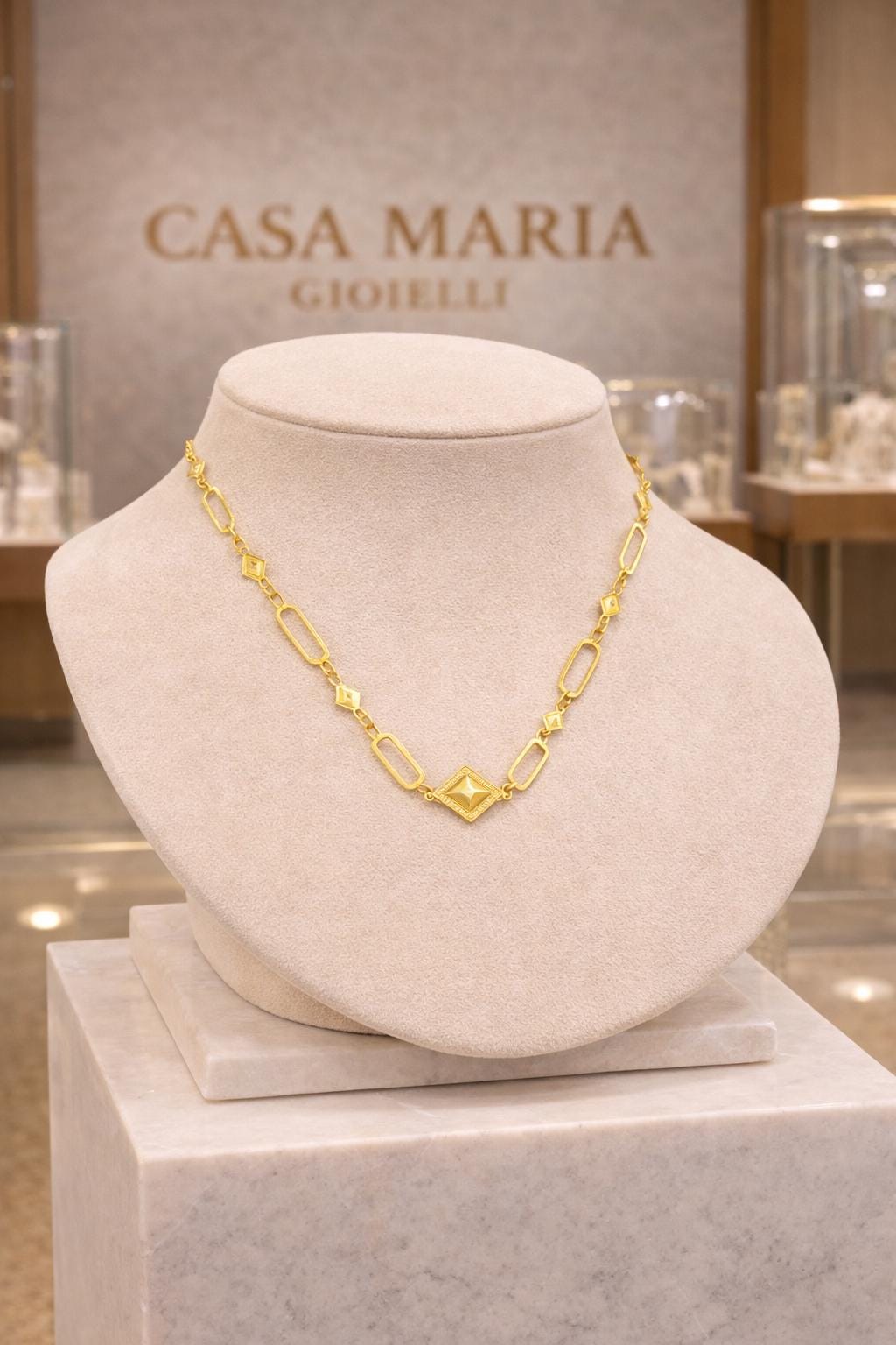 Parure" Necklace Tempo | 24K Gold Hollow-Carved | Glossy Matte Contrast | Casa Maria Gioielli