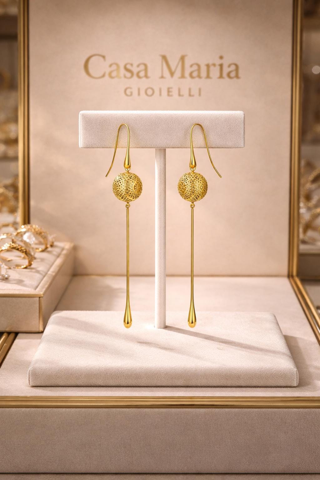 Sfera Filigrana d’Oro Earrings | Elegant 24k Hollow Yellow Gold | Casa Maria Gioielli