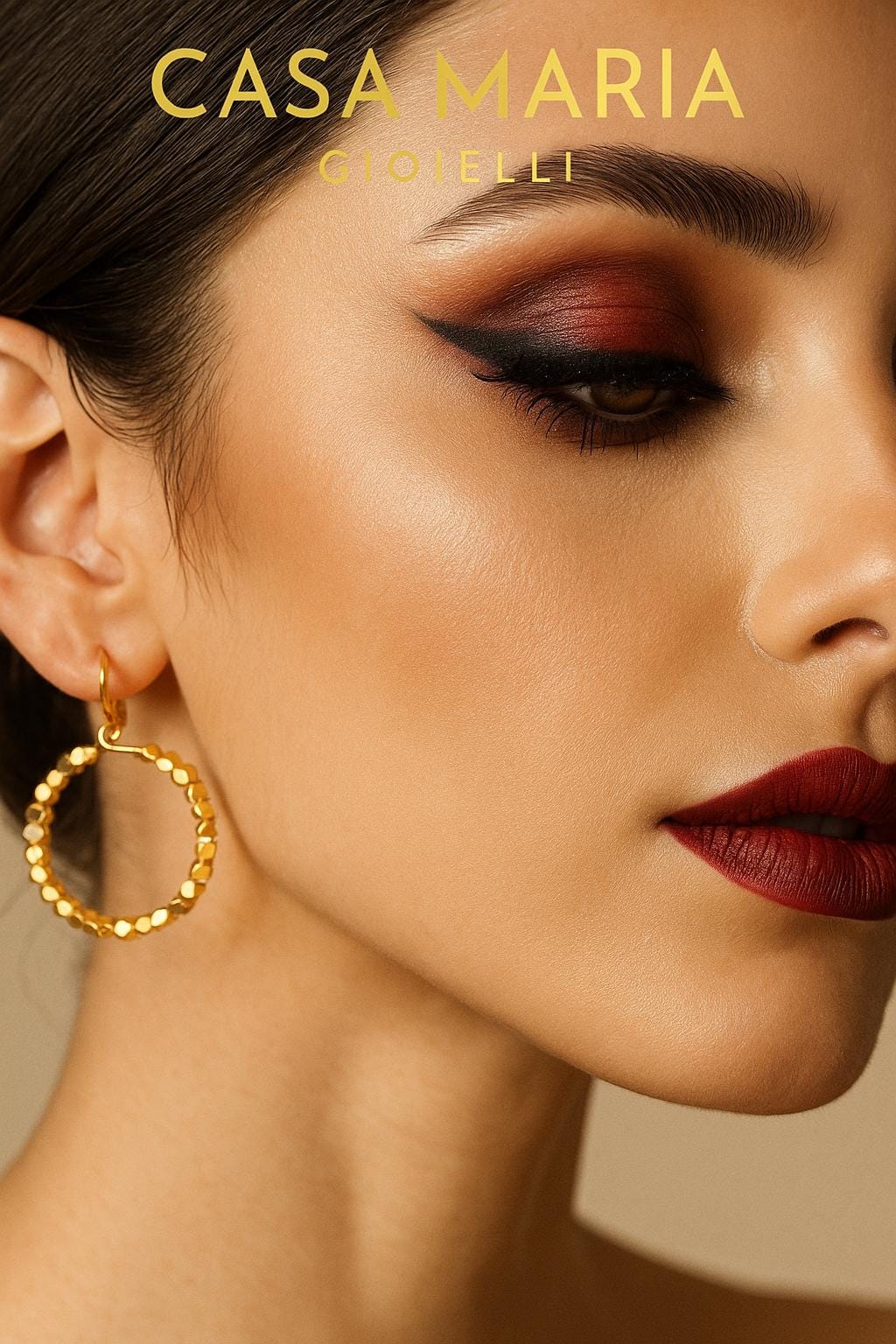 18K Solid Gold Hoop Earrings: Twisted Horseshoe Buckle Design