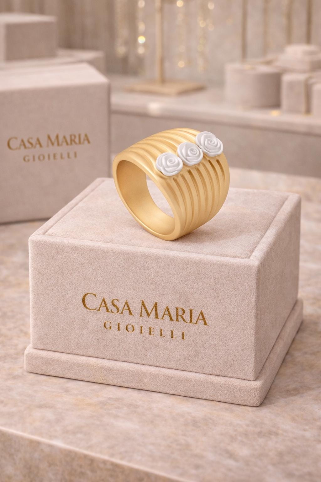 18K Vermeil Gold Ring | Sterling Silver Band, Rose Pearl Accents