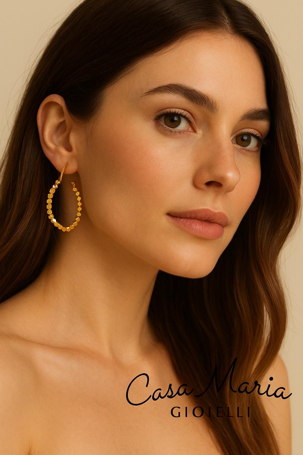 18K Solid Gold Hoop Earrings: Twisted Horseshoe Buckle Design