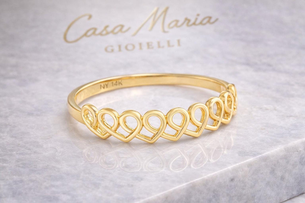 14K Solid Yellow Gold Oval Link Ring | Modern Stackable Band