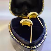 18k Solid Gold Stud Earrings: Italian Matte Brushed Design