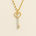 24K Gold Heart Key Necklace | Lab Grown Diamond Pendant