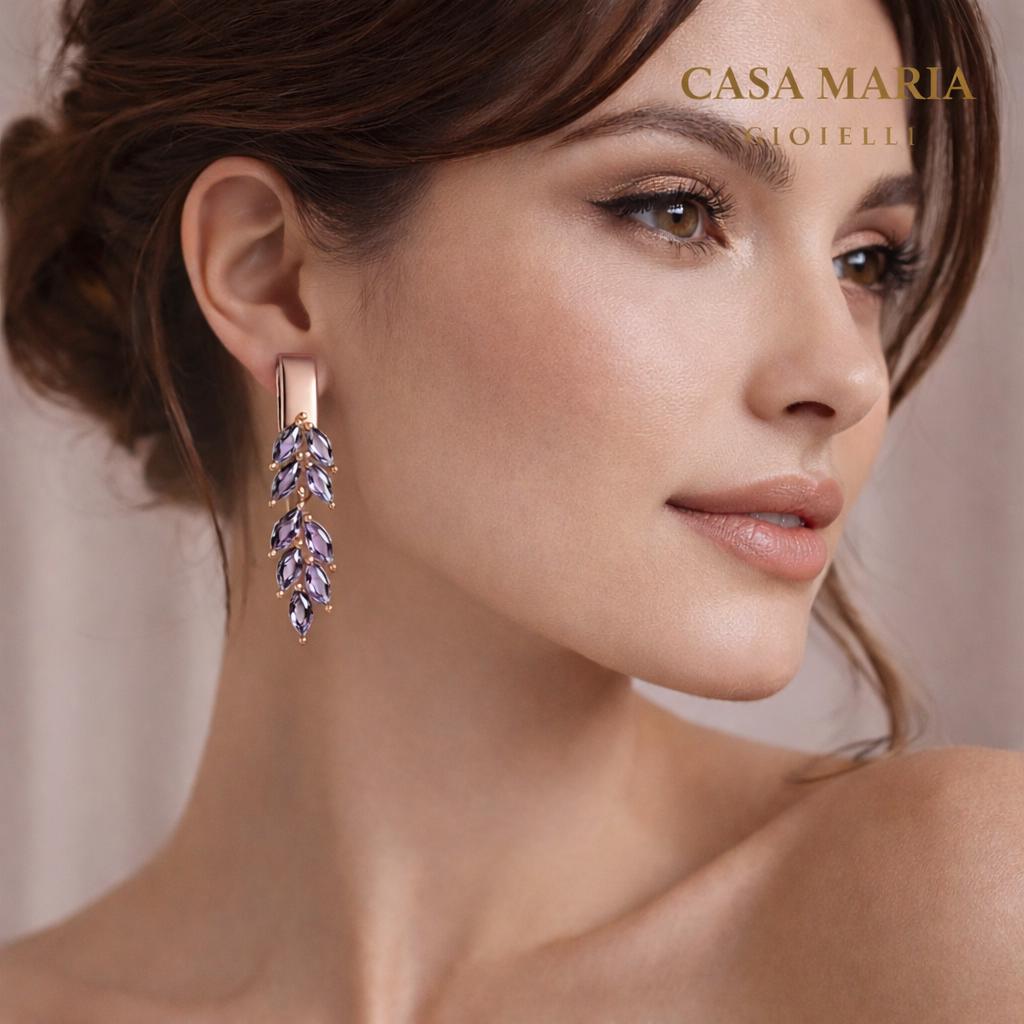 Petali d’Amatista Earrings | 585 Rose Gold 14K | Collezione Oro Rosato | Casa Maria Gioielli