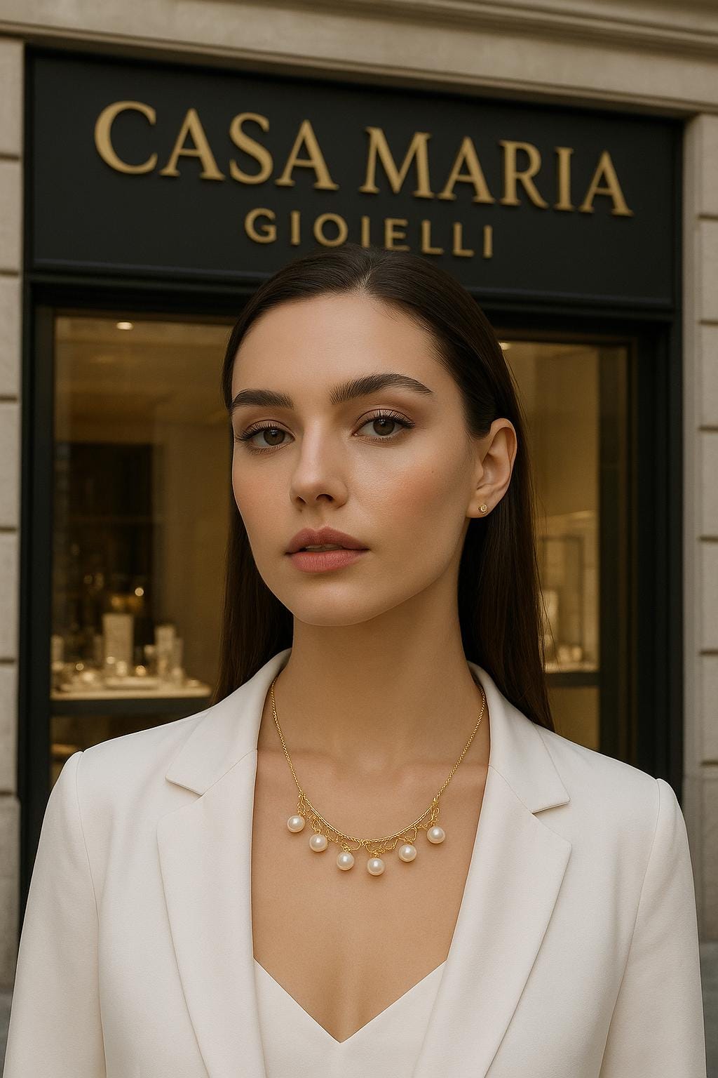 24K Yellow Gold Akoya Pearl Necklace | Casa Maria Gioielli