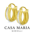 14K Two Tone Gold Diamond Cut Hoop Earrings: Casa Maria Gioielli