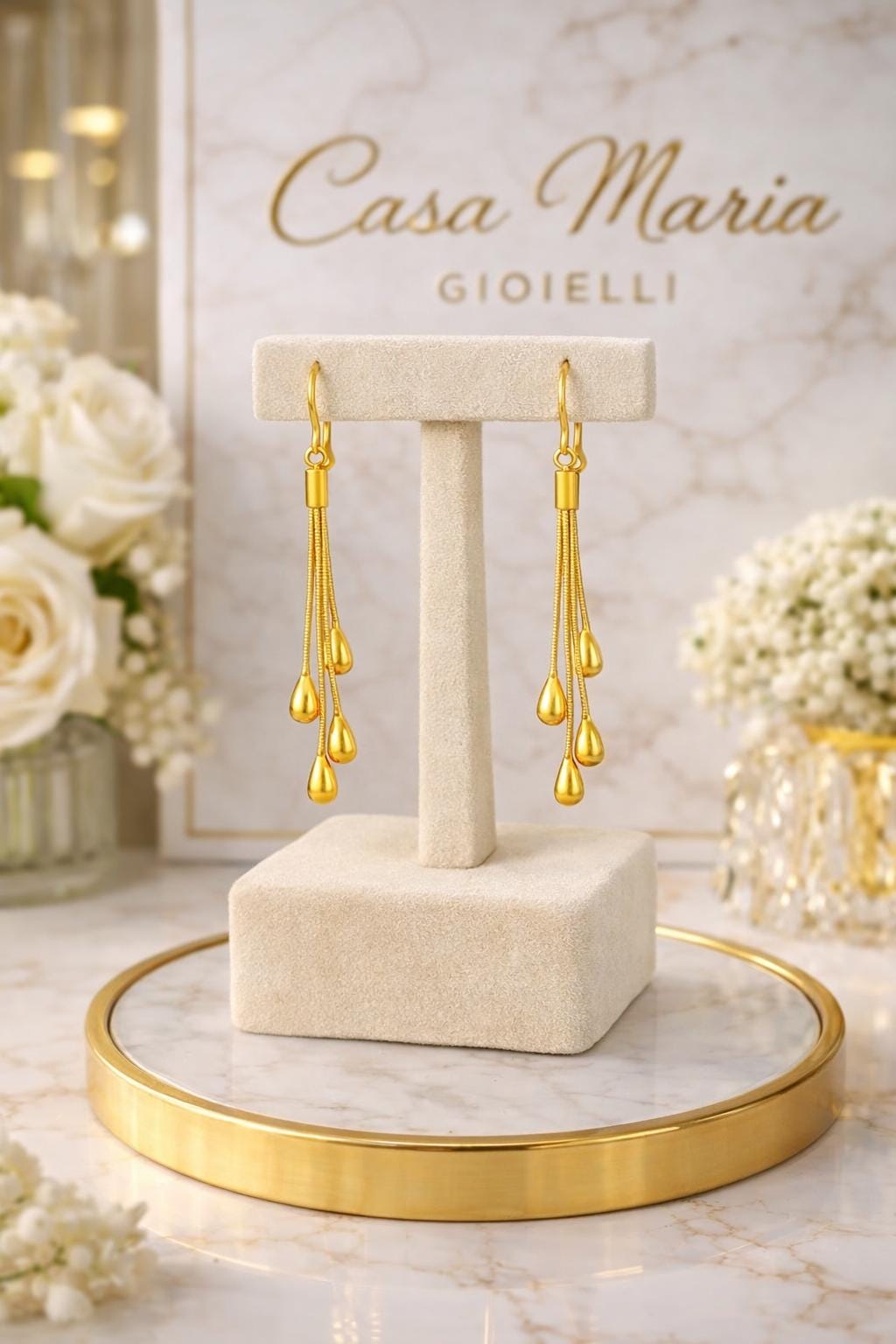 Fili d’Oro Tassel Earrings - 24K Hollow Yellow Gold  - Casa Maria Gioielli