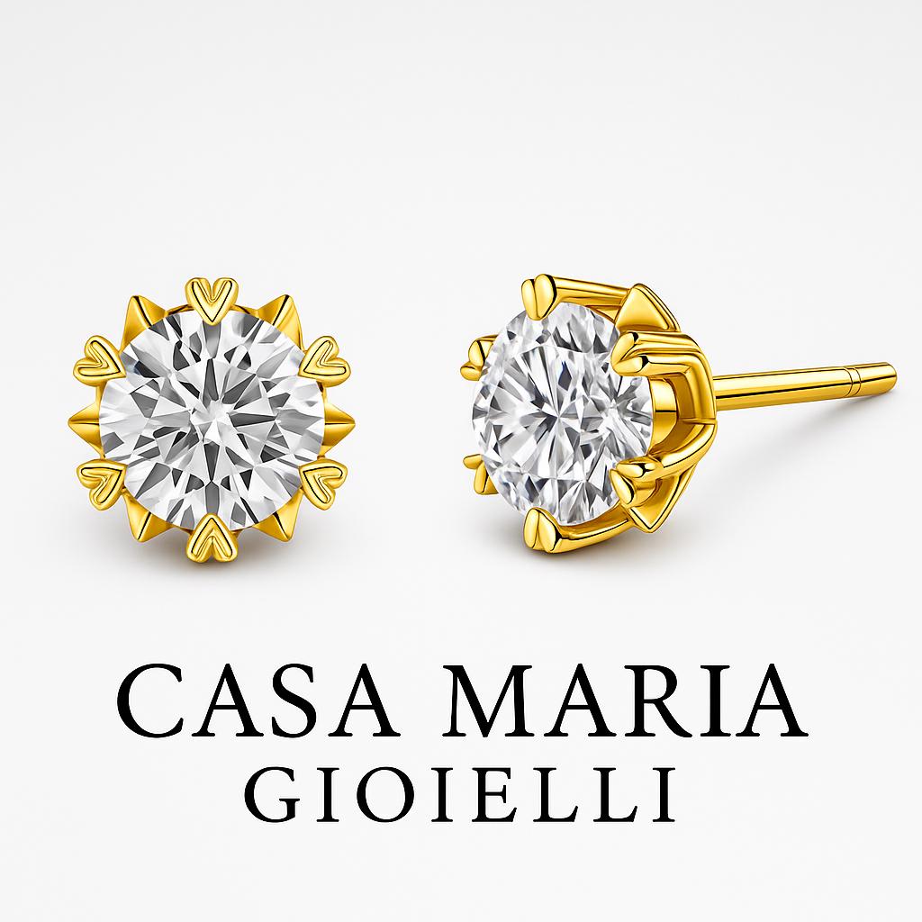 Cuori Brillanti Studs | 14k Yellow Gold | Lab-Grown Diamonds | Casa Maria Gioielli