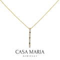 10K Yellow Gold Emerald Bar Pendant Necklace: Lab-Grown Diamond Accents