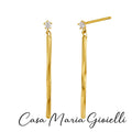 Lucentezza Dorata Dangling Earrings 14K Solid Yellow Gold - Lab Grown Diamond - Casa Maria Gioielli