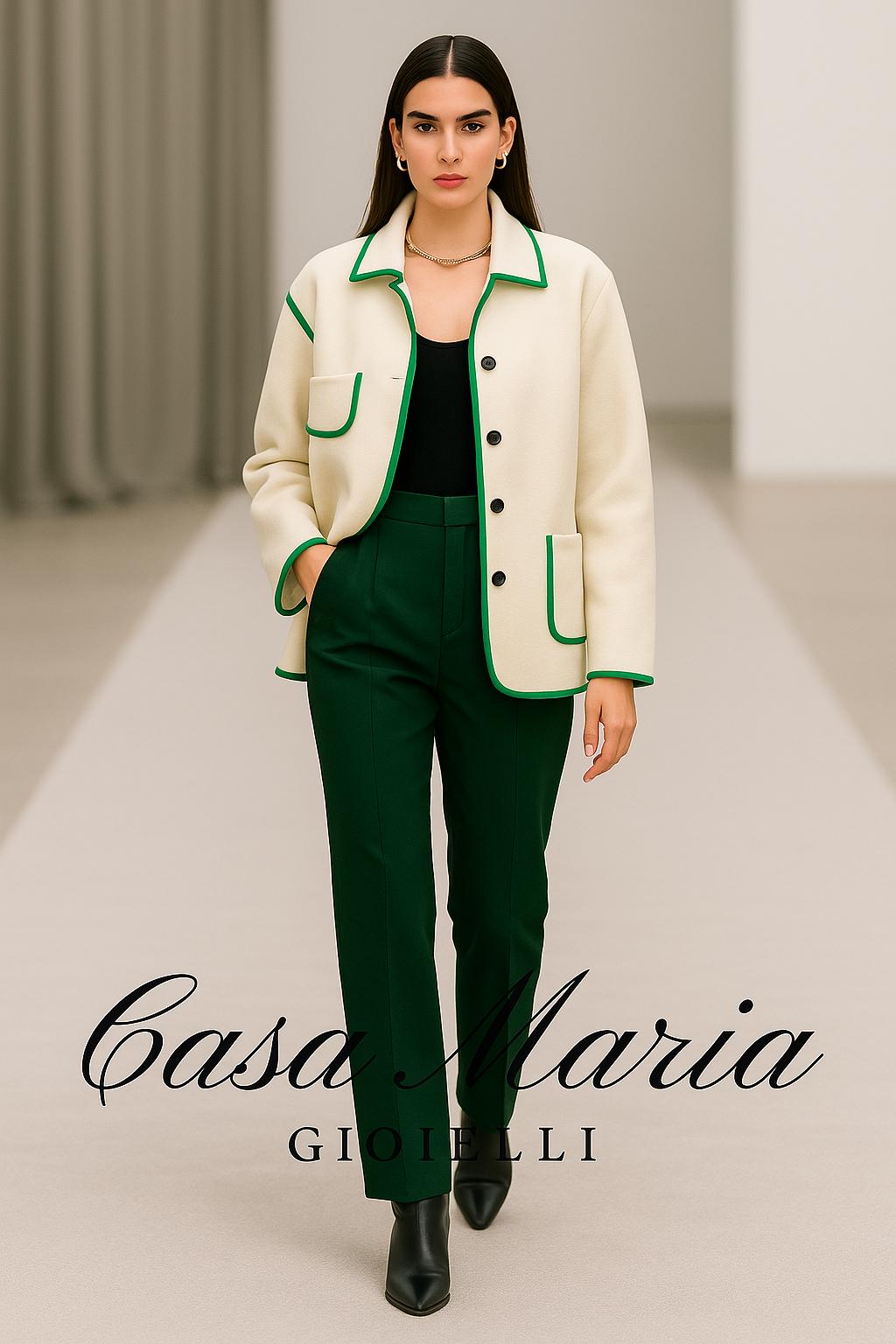 Giacca Scultorea Bianco Verde by Casa Maria Gioielli Effortless Sophistication