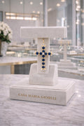 Croce di Zaffiri Reali | Royal Sapphire Cross 14k Solid Yellow Gold | Casa Maria Gioielli