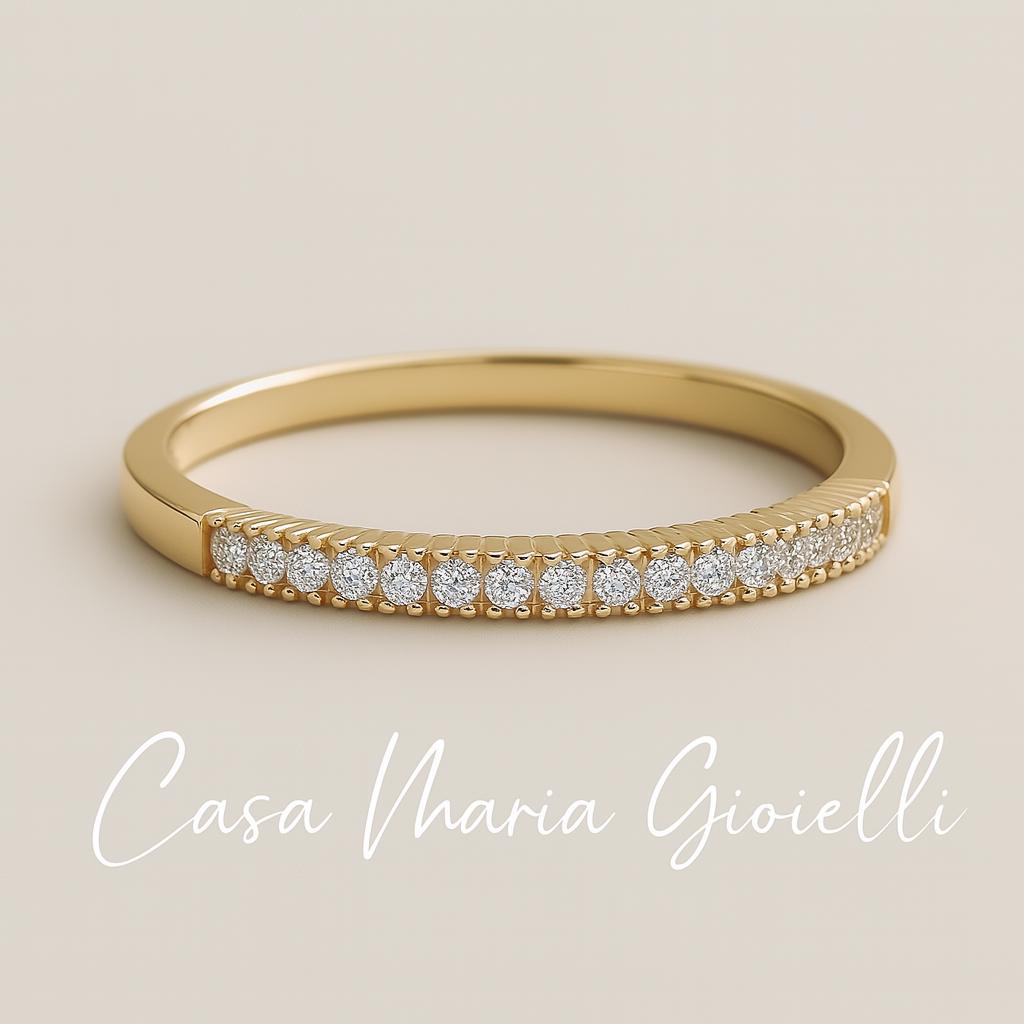 14K Yellow Gold Lab Grown Diamond Eternity Band Ring - Minimalist Stacking Ring