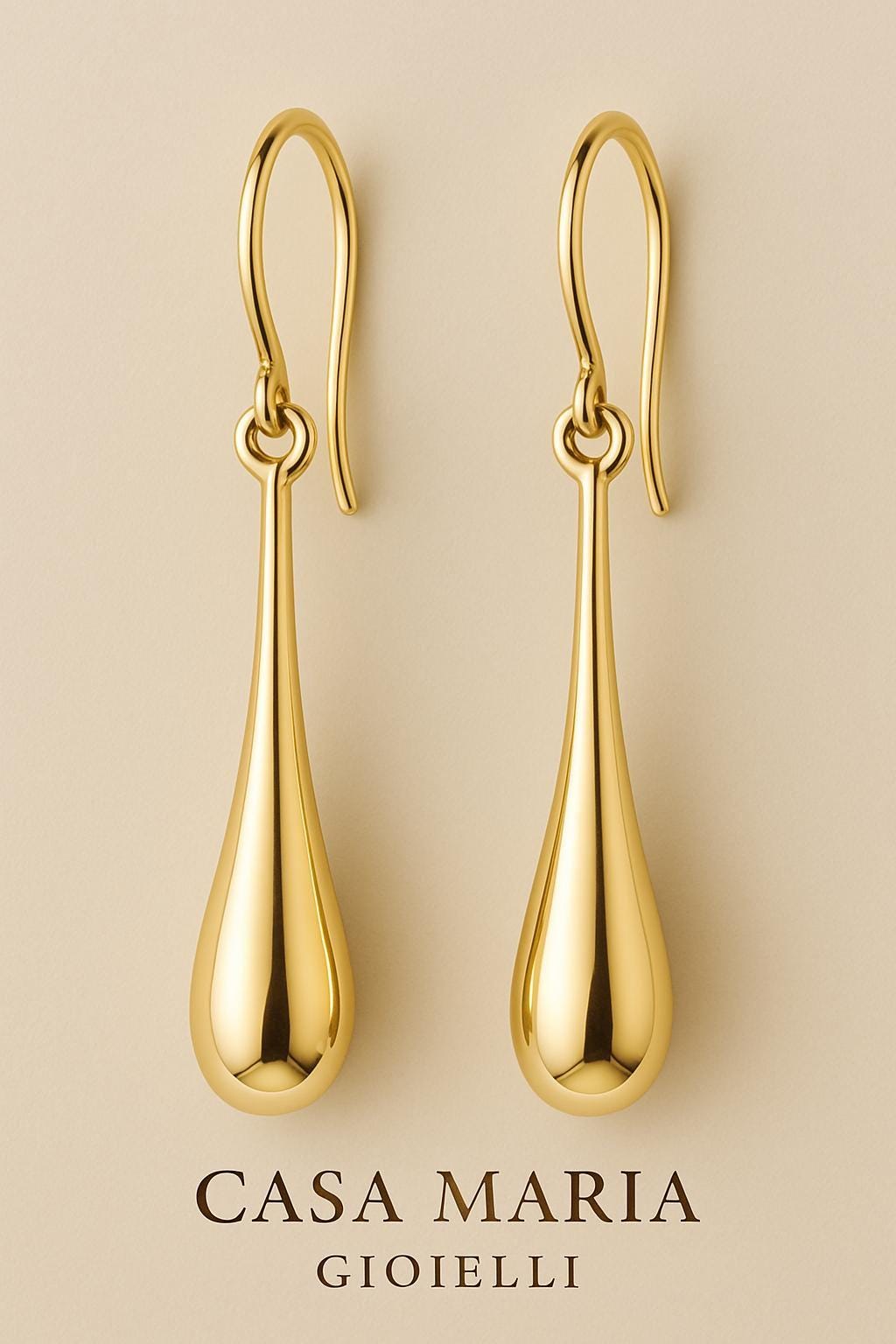 Aurora Teardrop Earrings - 14K Solid Hollow Gold - Exquisite Elegance - Casa Maria Gioielli