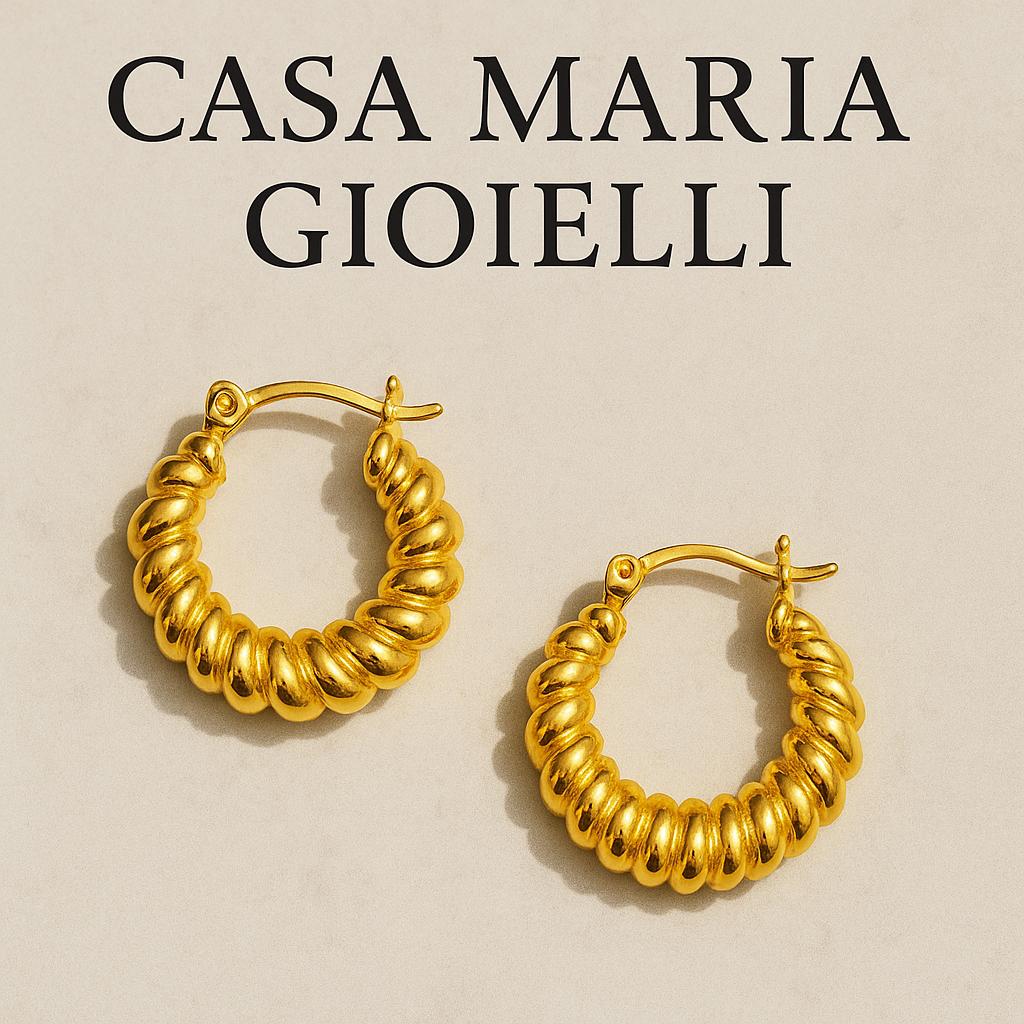 Nodo di Luce Gold Twisted Hoops – 24K Hollow Real Gold – Casa Maria Gioielli