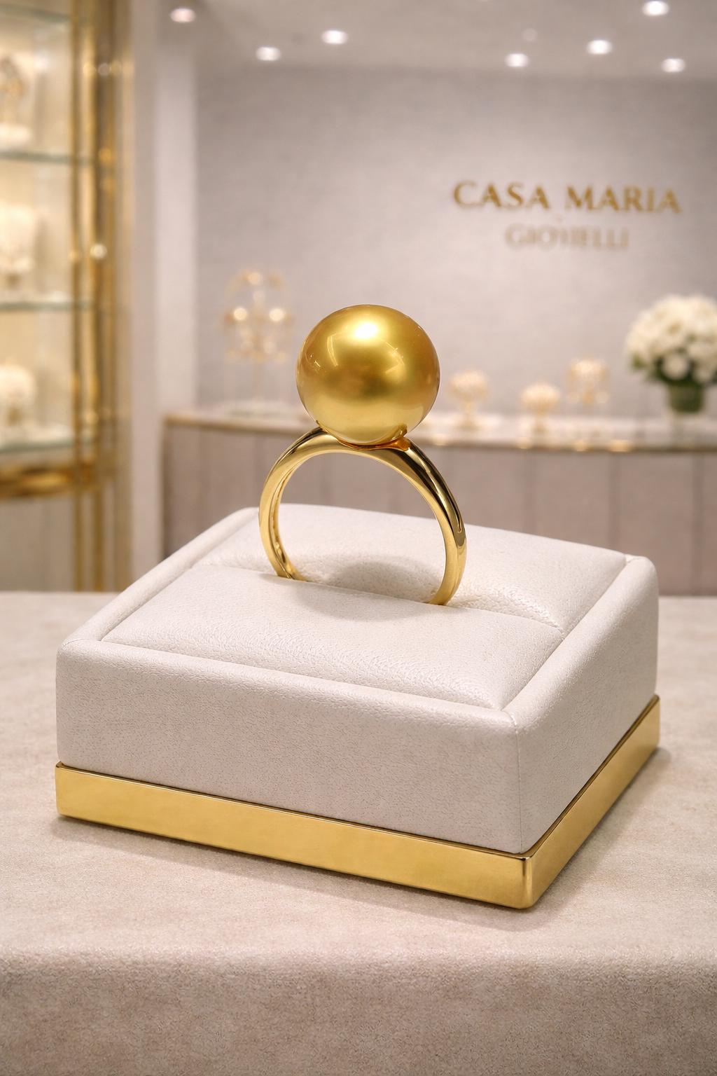 Golden South Sea Pearl Ring | 18K Vermeil Sterling Silver