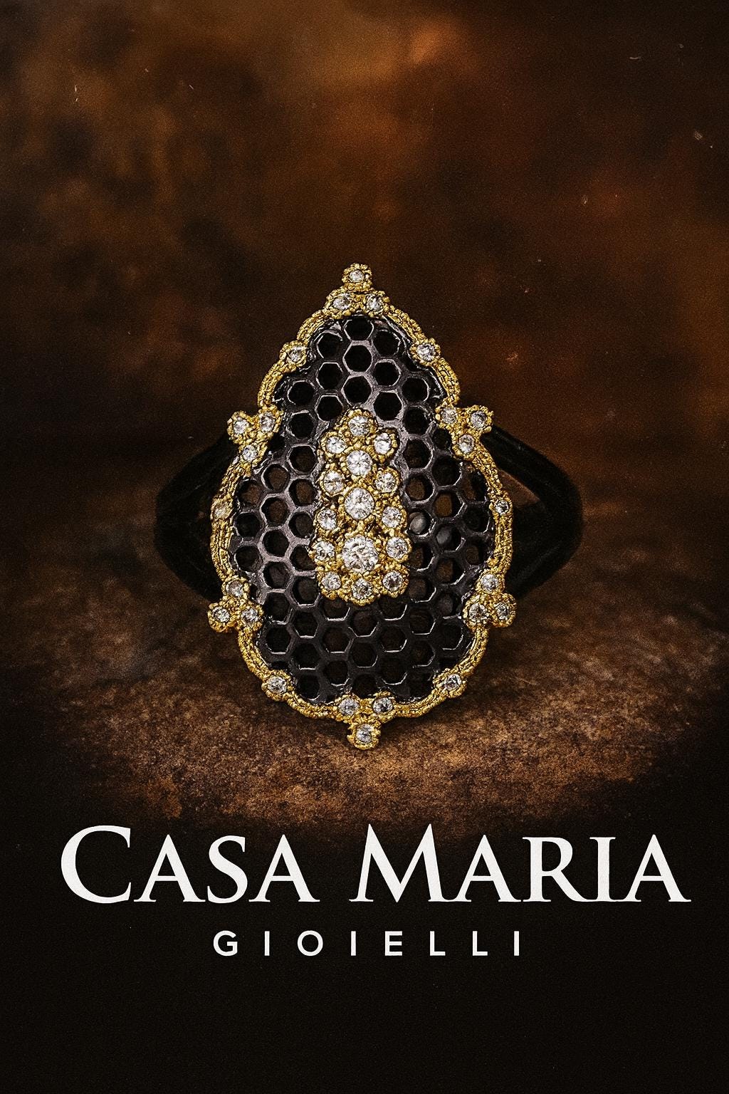 Anello Incanto Nero Ring - 925 Sterling Silver Zircon Casa Maria Gioielli