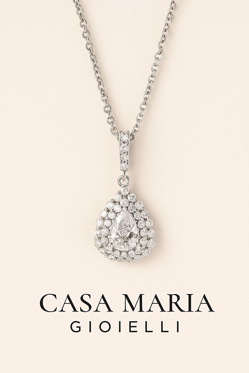 Collana Goccia di Luce Pendant | Platinum | Lab Grown Diamonds | Casa Maria Gioielli