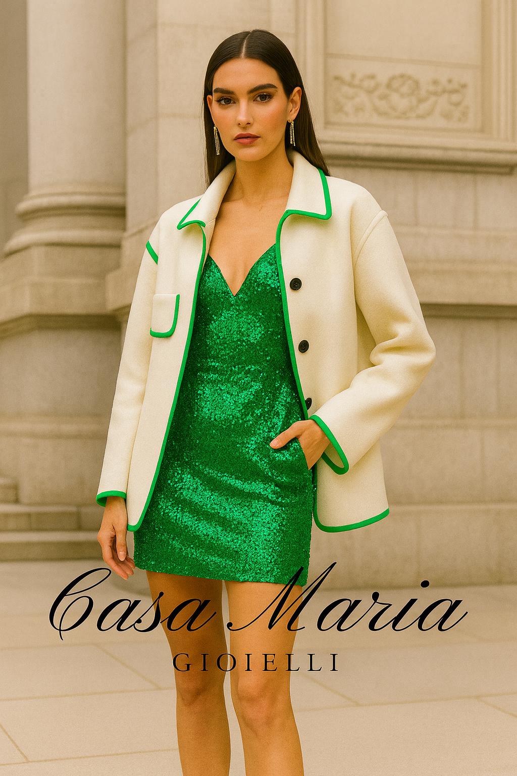 Giacca Scultorea Bianco Verde by Casa Maria Gioielli Effortless Sophistication