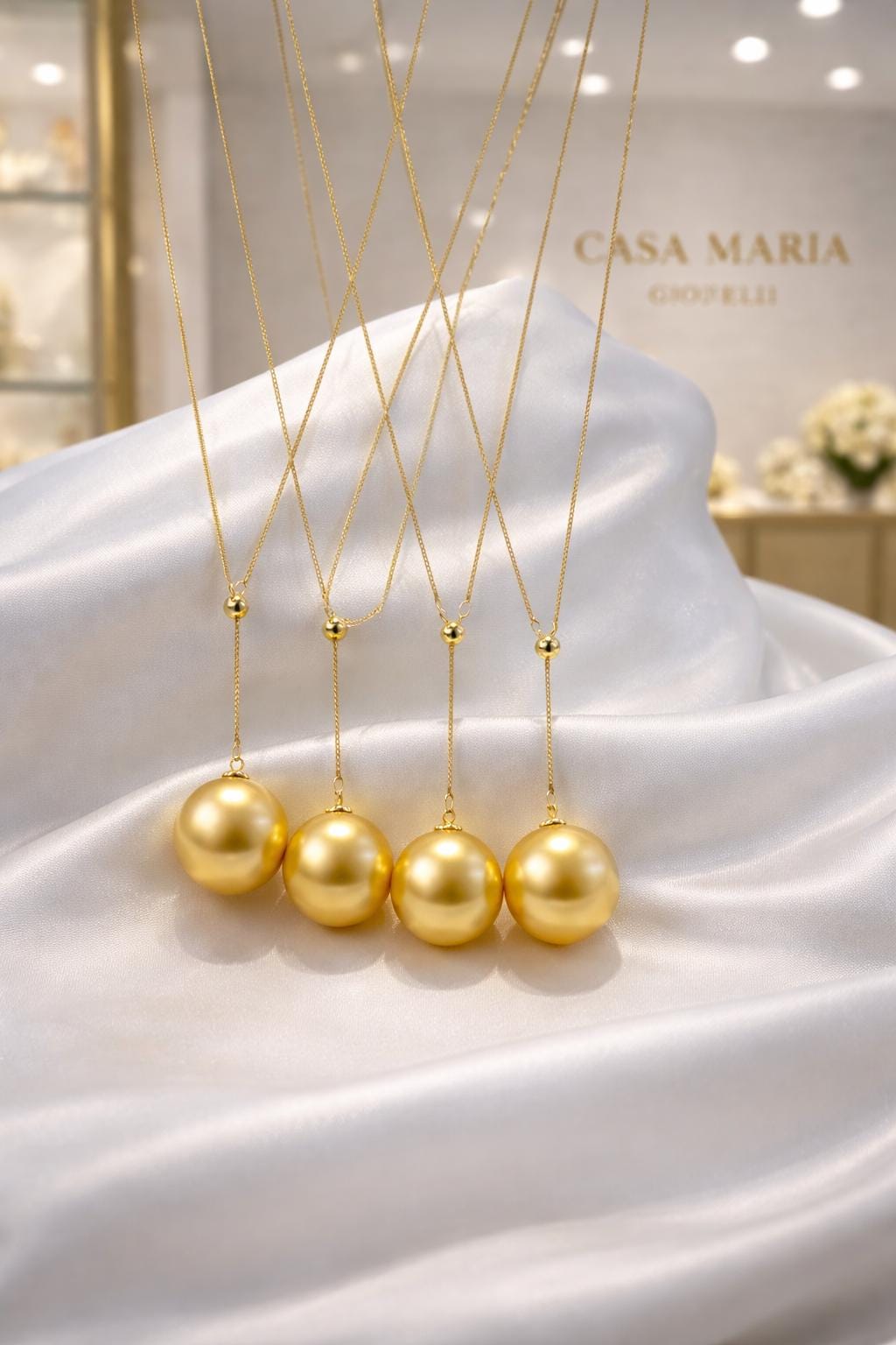 Golden South Sea Pearl Y-Necklace | 18K Vermeil Gold