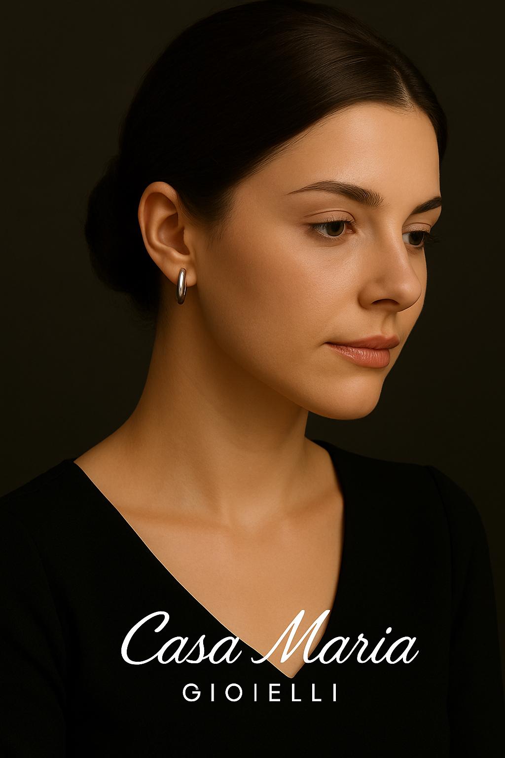 Minimalist Sterling Silver Teardrop Hoop Earrings - Casa Maria Gioielli