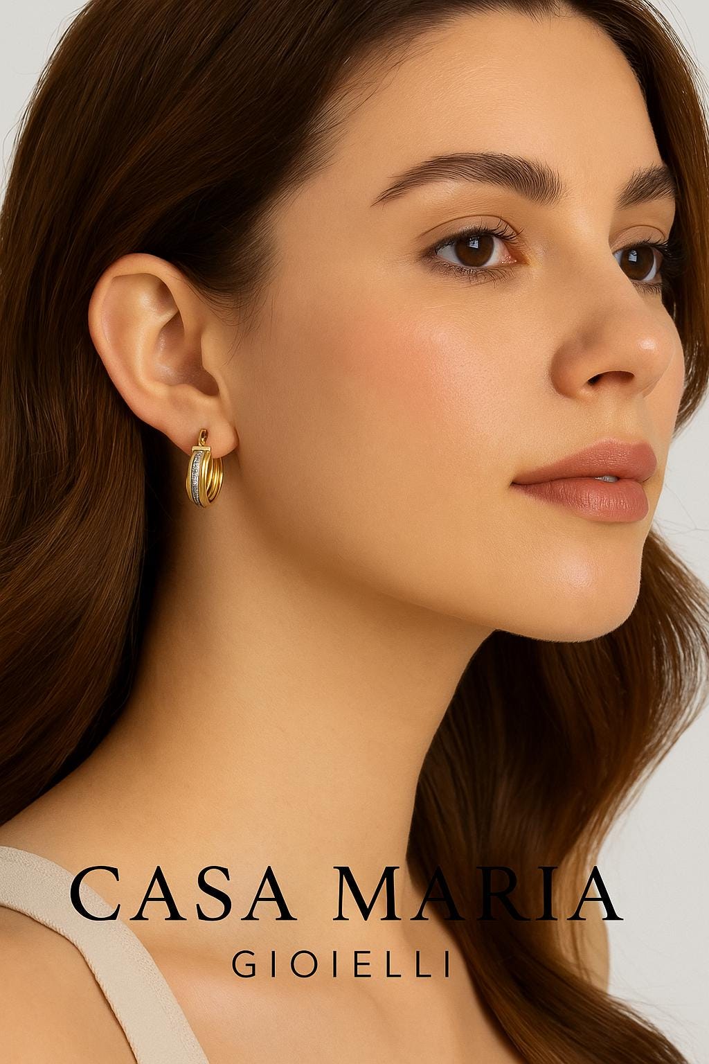 14K Two Tone Gold Diamond Cut Hoop Earrings: Casa Maria Gioielli