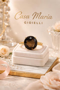 Anello “Fumo d’Oro” Ring | 14K Yellow Gold | Semi-Precious Gemstone | Casa Maria Gioielli