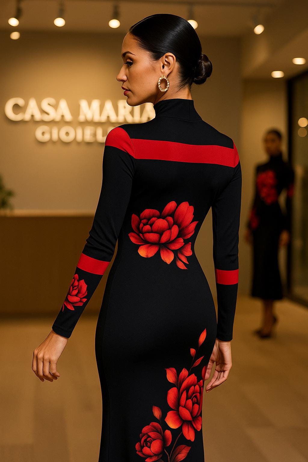 Vestito Sirena Red Evening Dress Classic Mediterranean Elegance Casa Maria Gioielli