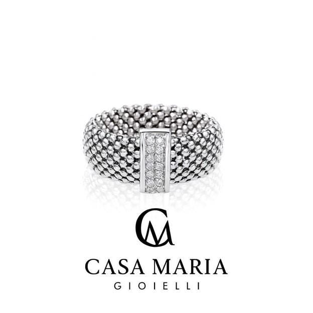 Roma Mesh Glow Band | Rhodium Plated 925 Sterling Silver | Lab-Grown Diamonds | Casa Maria Gioielli
