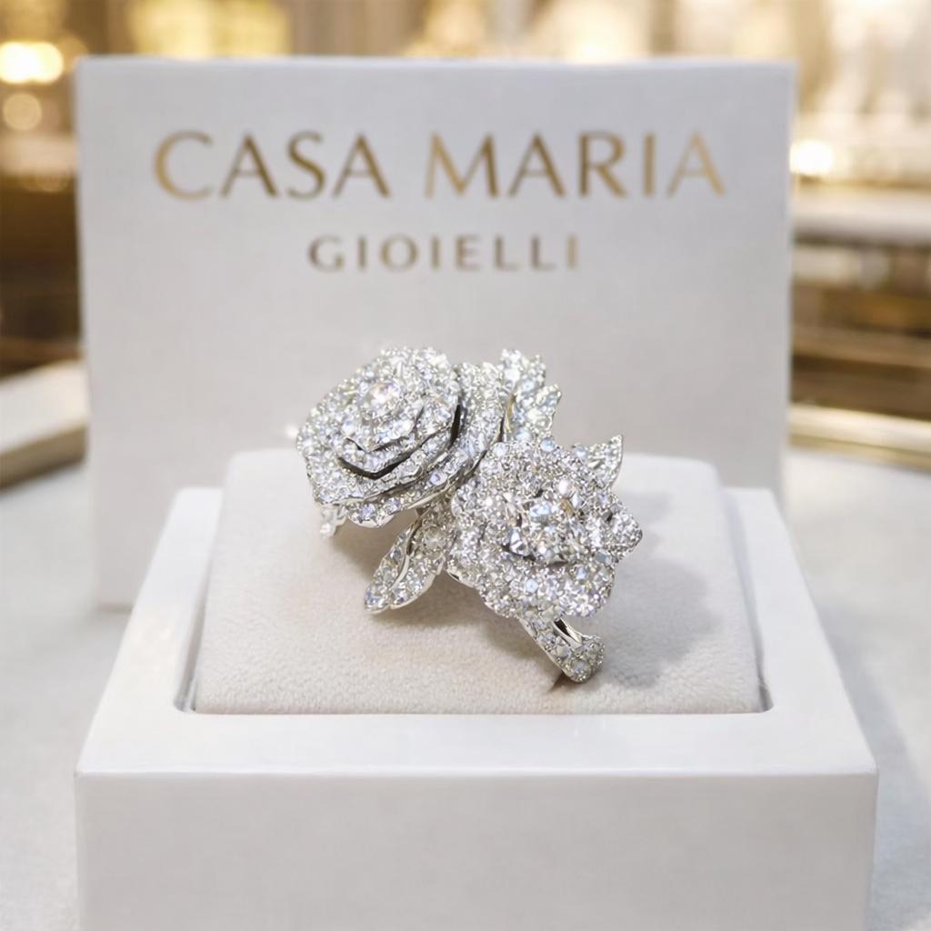 Splendore Rose Ring | 925 Sterling Silver | Lab-Grown Diamond  | Casa Maria Gioielli | Collezione Edition