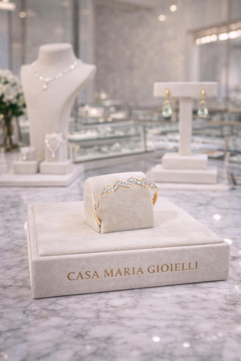 Linea d’Amore Band | 14K Solid 585 Rose Gold | Natural Diamonds | Casa Maria Gioielli