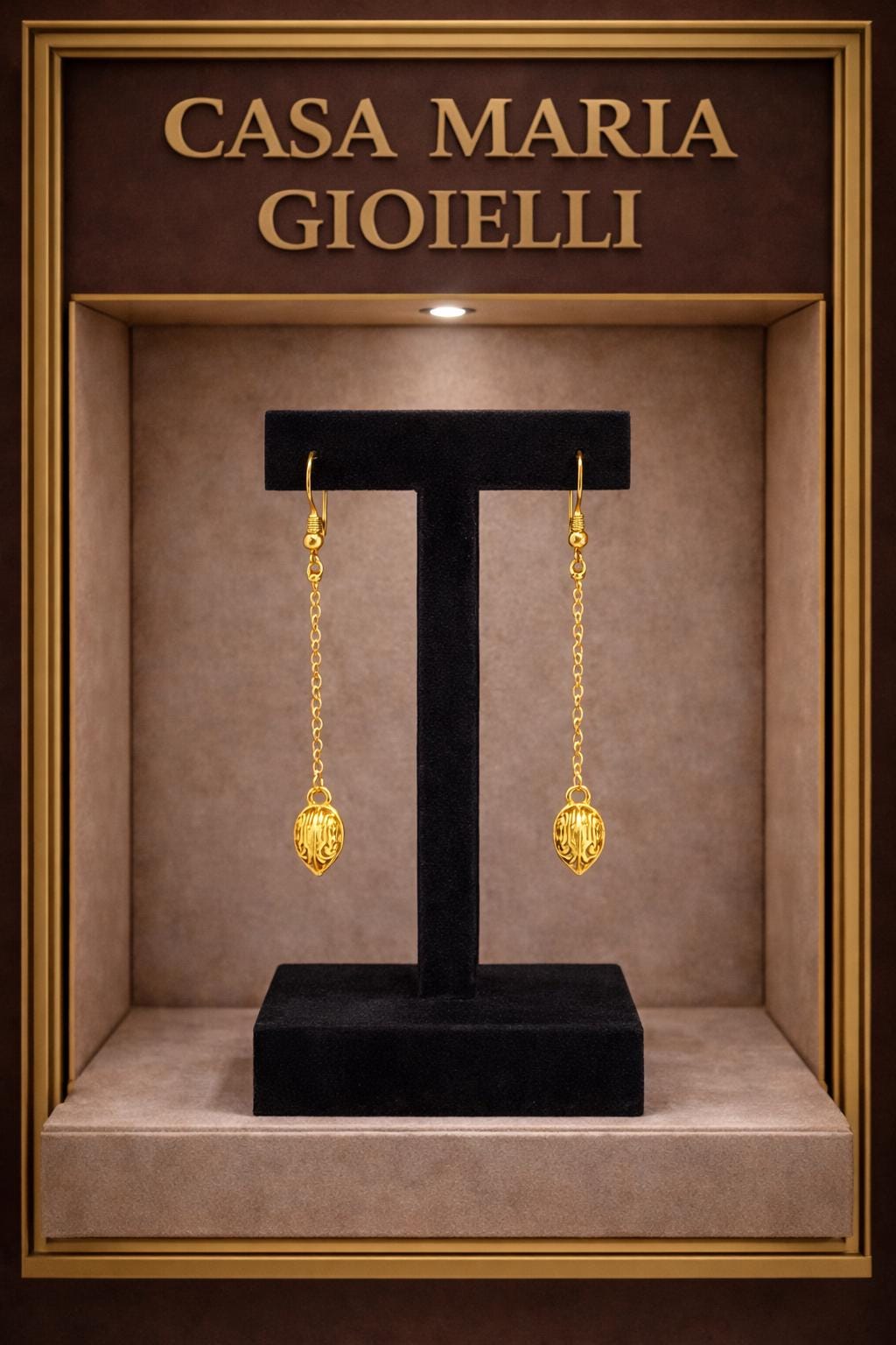 Goccia d’Oro Eterna Earrings | 24K Hollow Gold Yellow Dangling Earrings | Casa Maria Gioielli