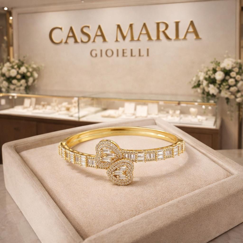 Bracciale Alta Gioielleria | 24k Double Layer GP | Lab Diamonds | Casa Maria Gioielli