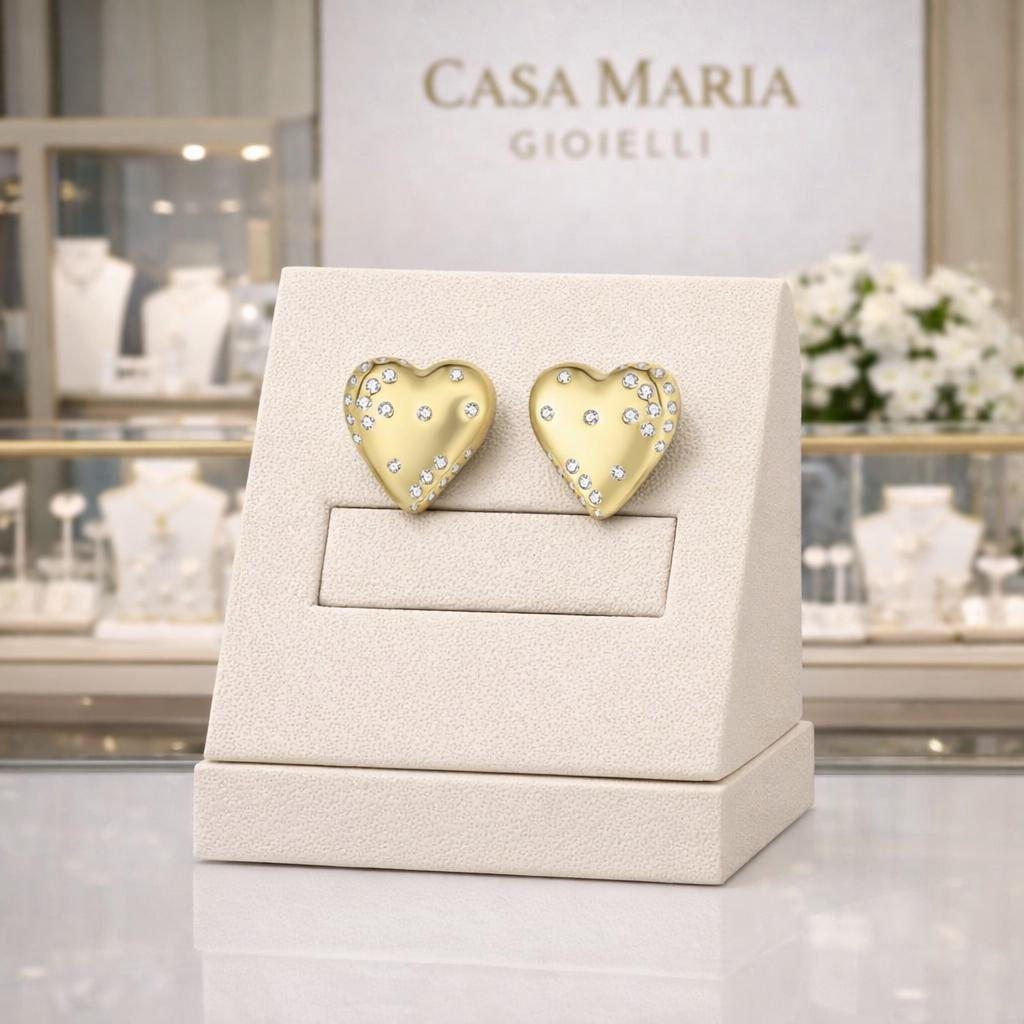 Gold Heart Stud Earrings | Lab Grown Diamonds, Sterling Silver