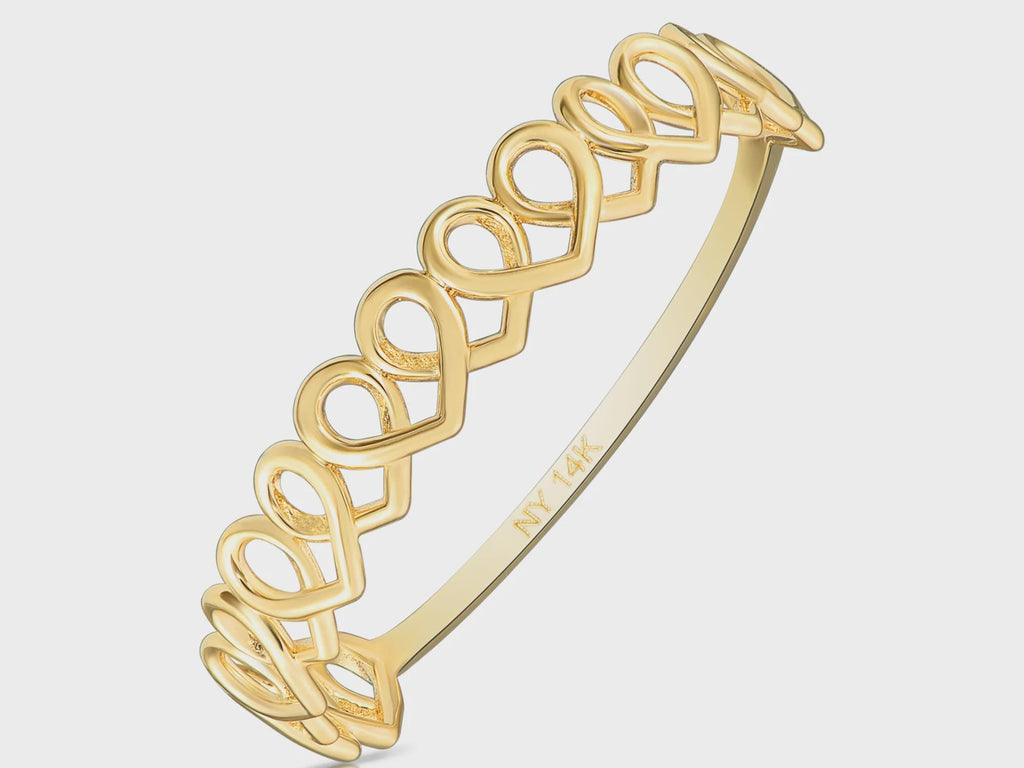 14K Solid Yellow Gold Oval Link Ring | Modern Stackable Band
