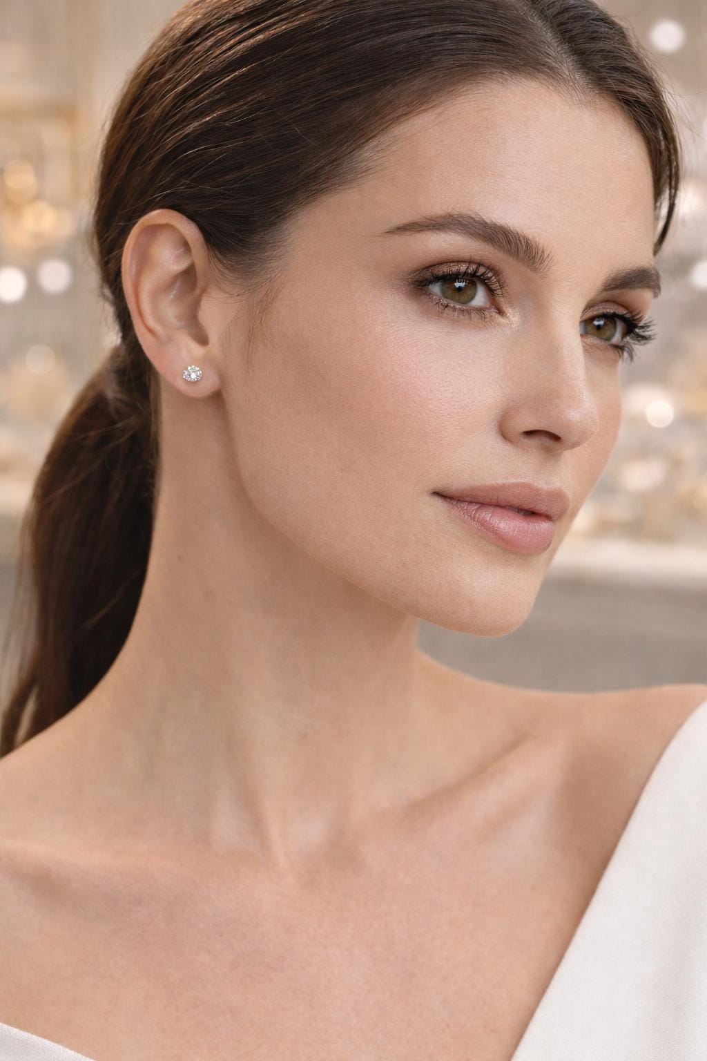 Sfera di Luce” – Sphere of Light Studs | 14K White Gold Earrings | Casa Maria Gioielli
