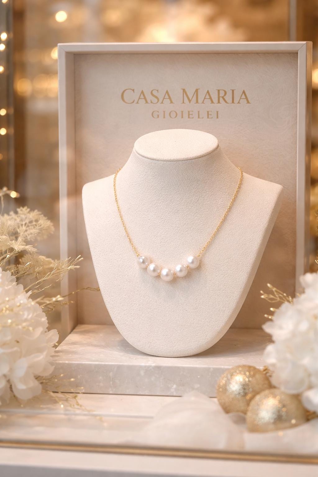 24K Gold Freshwater Pearl Necklace | Casa Maria Gioielli