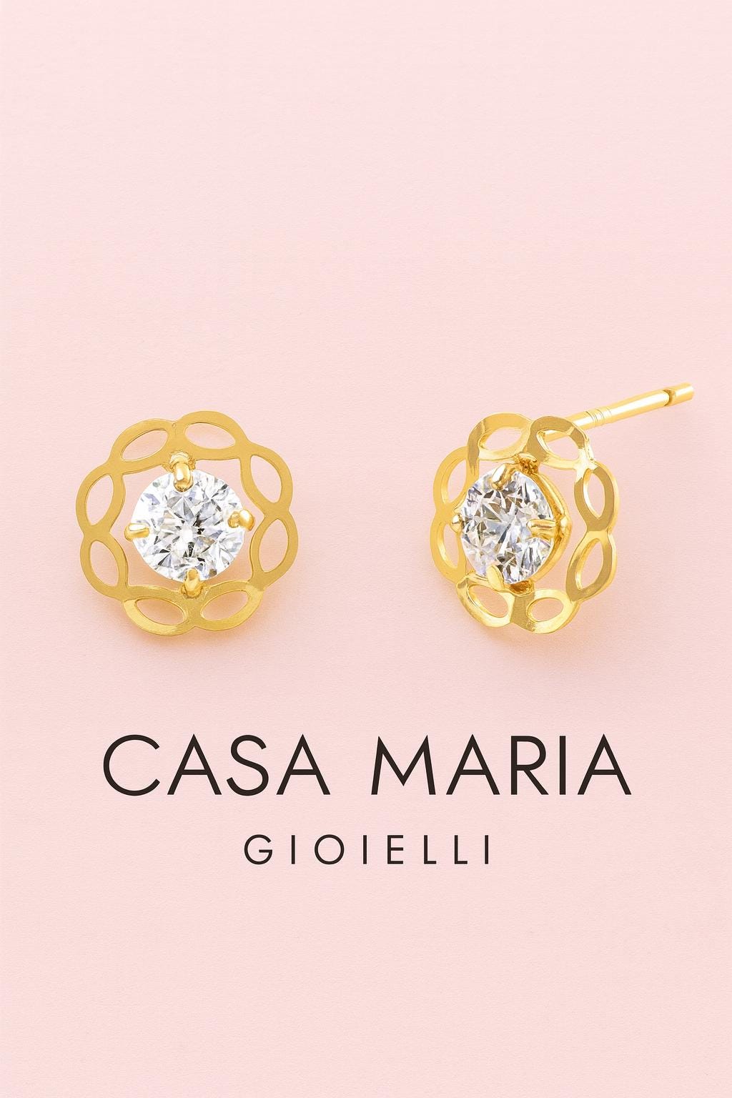 Fiore di Luce Earrings | 14K Yellow Gold | Brilliant Lab Grown Diamonds | Casa Maria Gioielli