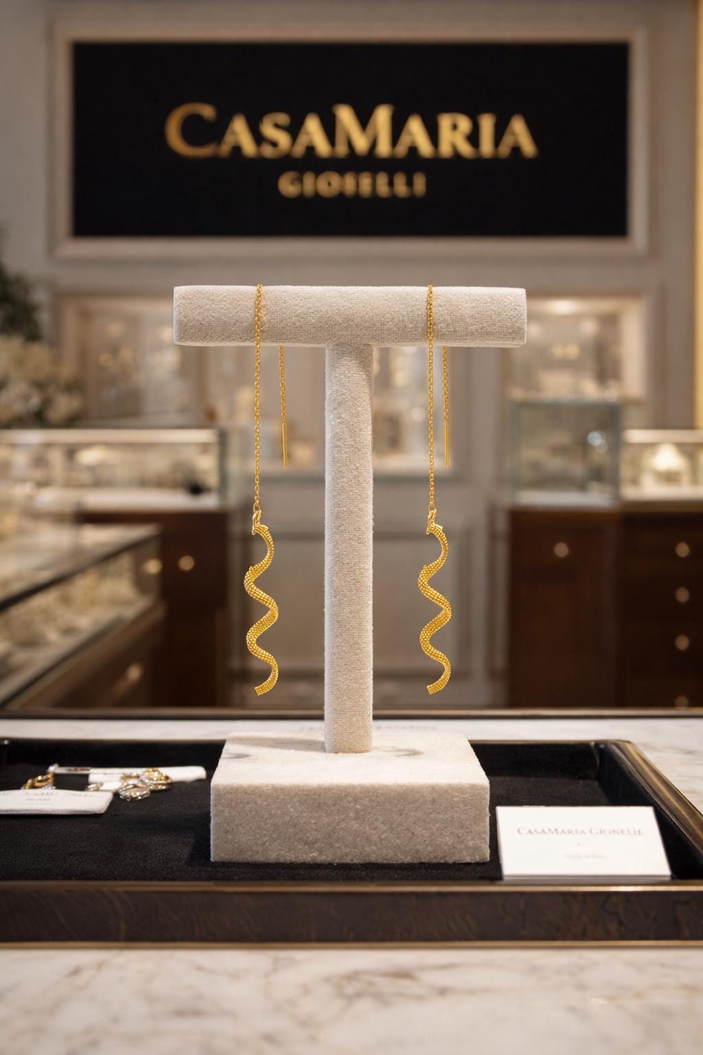Linea Serpentina Dangles | 24K Hollow Yellow Gold | Casa Maria Gioielli