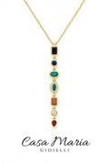 Arcobaleno di Cristalli Necklace | 18K Gold Plated | Genuine Gemstones | Casa Maria Gioielli Collection