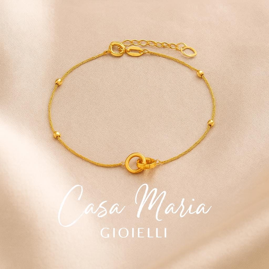 Gioia Sottile Bracelet -  18K Real Solid Gold -Bracelet for Women - Casa Maria Gioielli