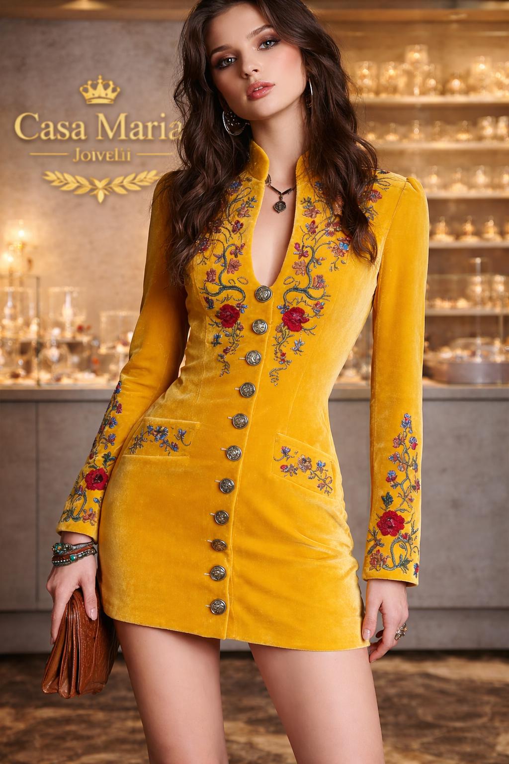 Abito “Giardino Imperiale | Velvet Silhouette Mini Dress | Casa Maria Gioielli