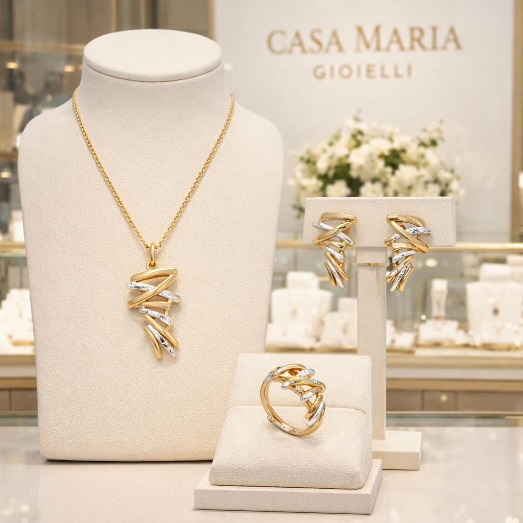Rose Gold Plated Sterling Silver Jewelry Set – Zircon Accent