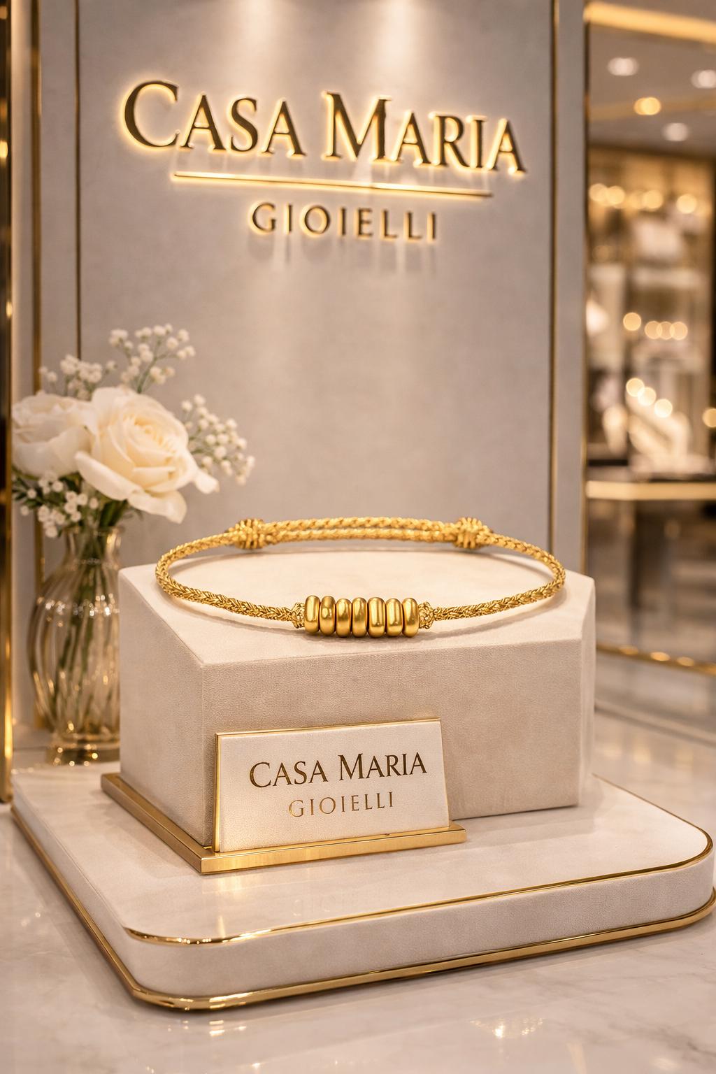 Aureo Intreccio Bracelet | 24K Hollow Yellow Gold | Casa Maria Gioielli