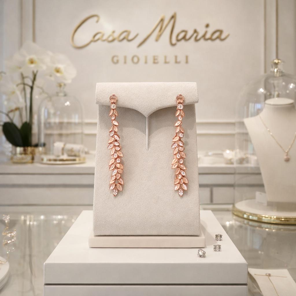 Rose Gold Leaf Earrings | Lab-Grown Diamonds, Casa Maria