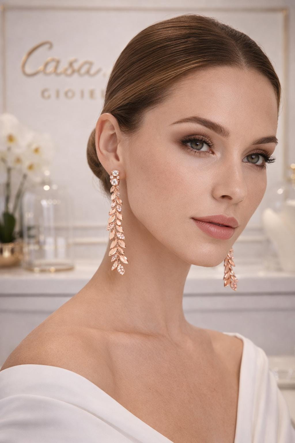 Rose Gold Leaf Earrings | Lab-Grown Diamonds, Casa Maria