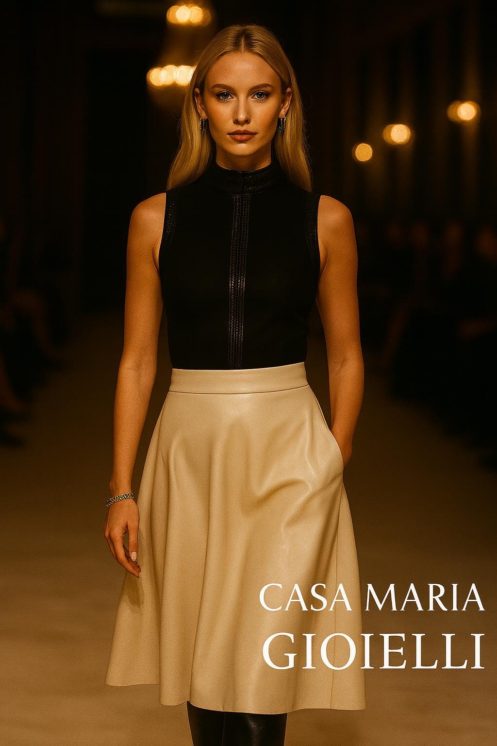 Leather & Suede Top: Modern Sleeveless Blouse, Italian Design