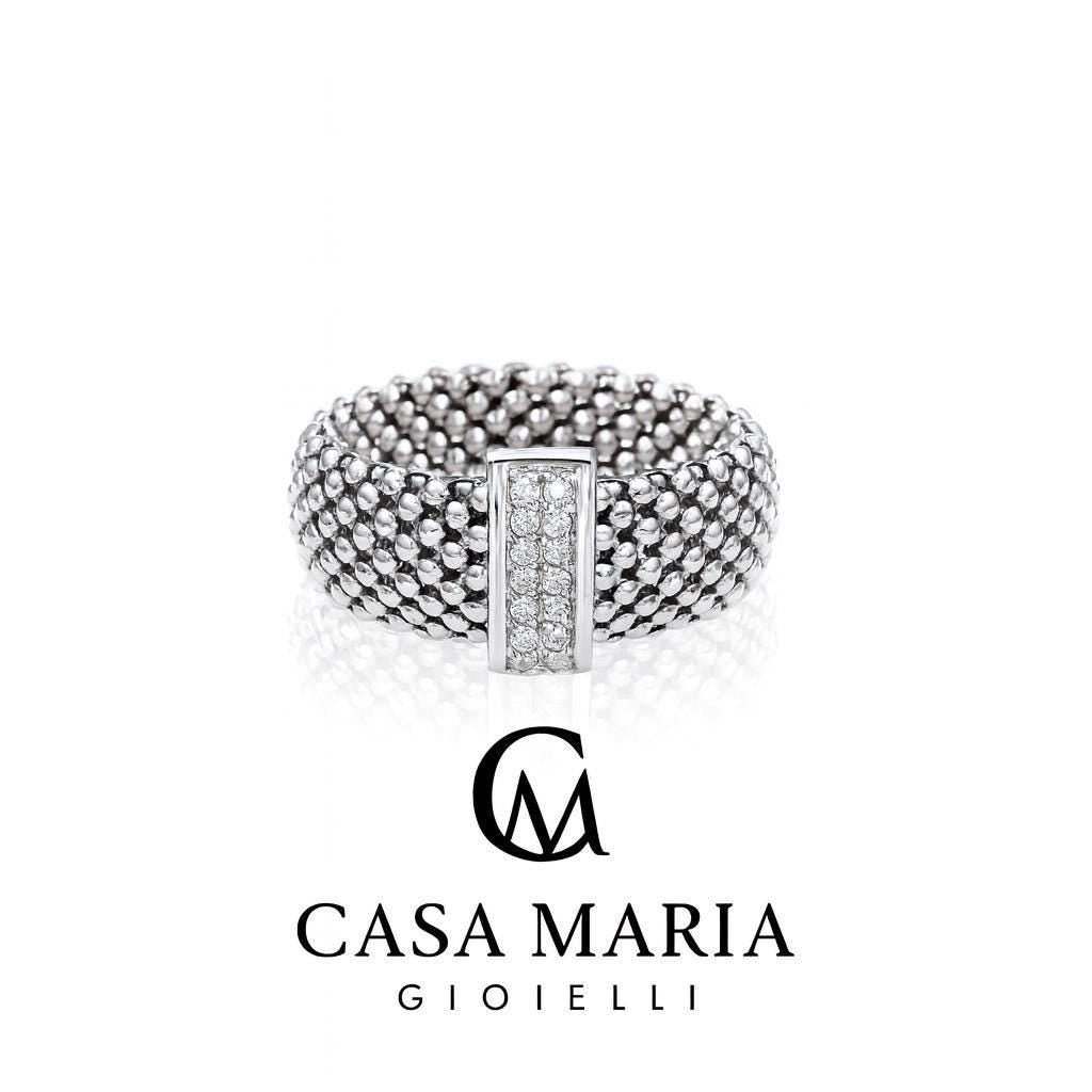 Roma Mesh Glow Band | Rhodium Plated 925 Sterling Silver | Lab-Grown Diamonds | Casa Maria Gioielli